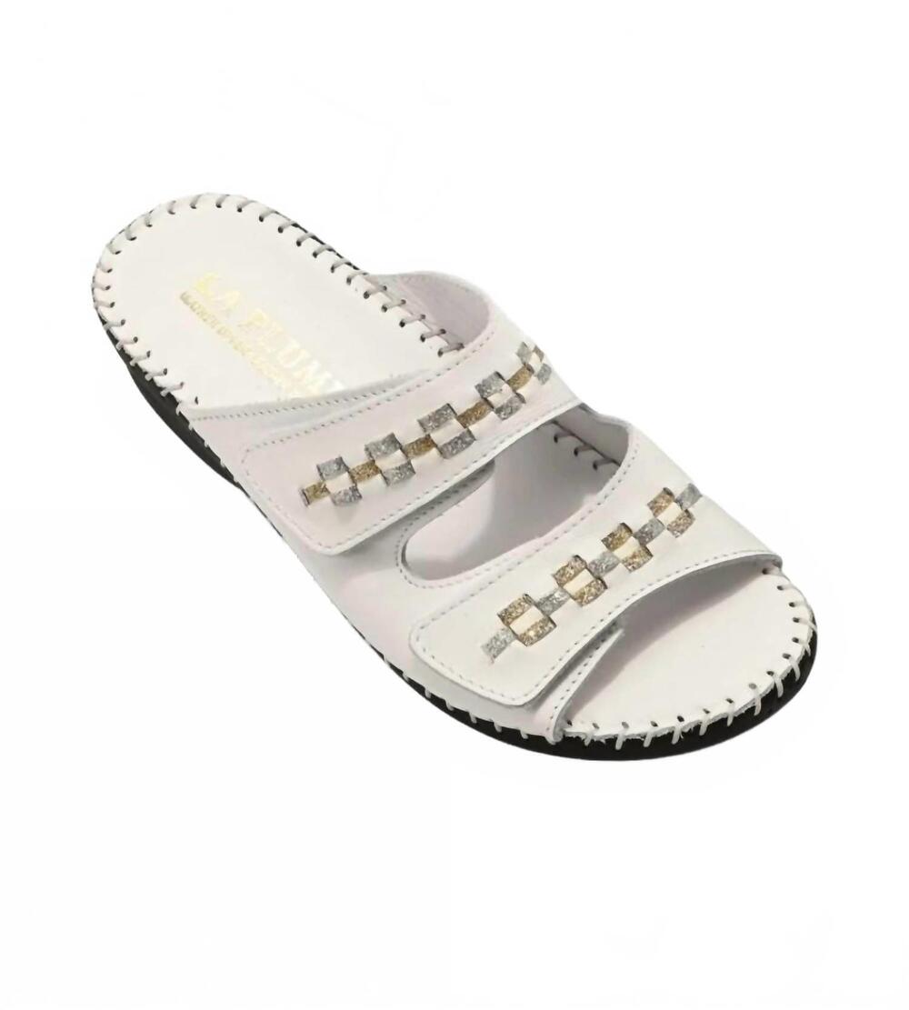NEW LAPLUME women's martina italian made leather sandals in white